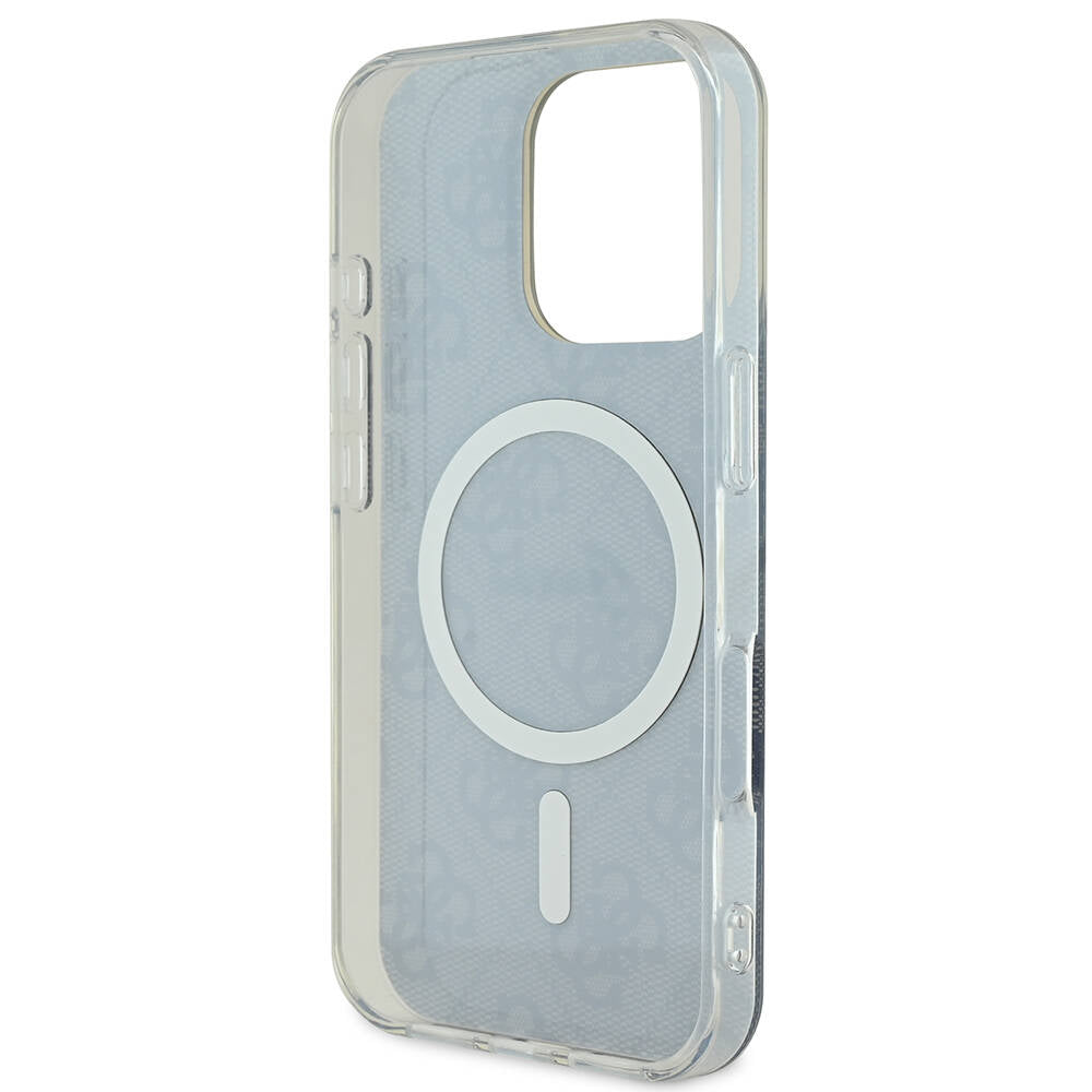 Apple iPhone 16 Pro Max Case Guess Original Licensed M-safe Charging Feature 4G Patterned Cover with Text Logo Brown