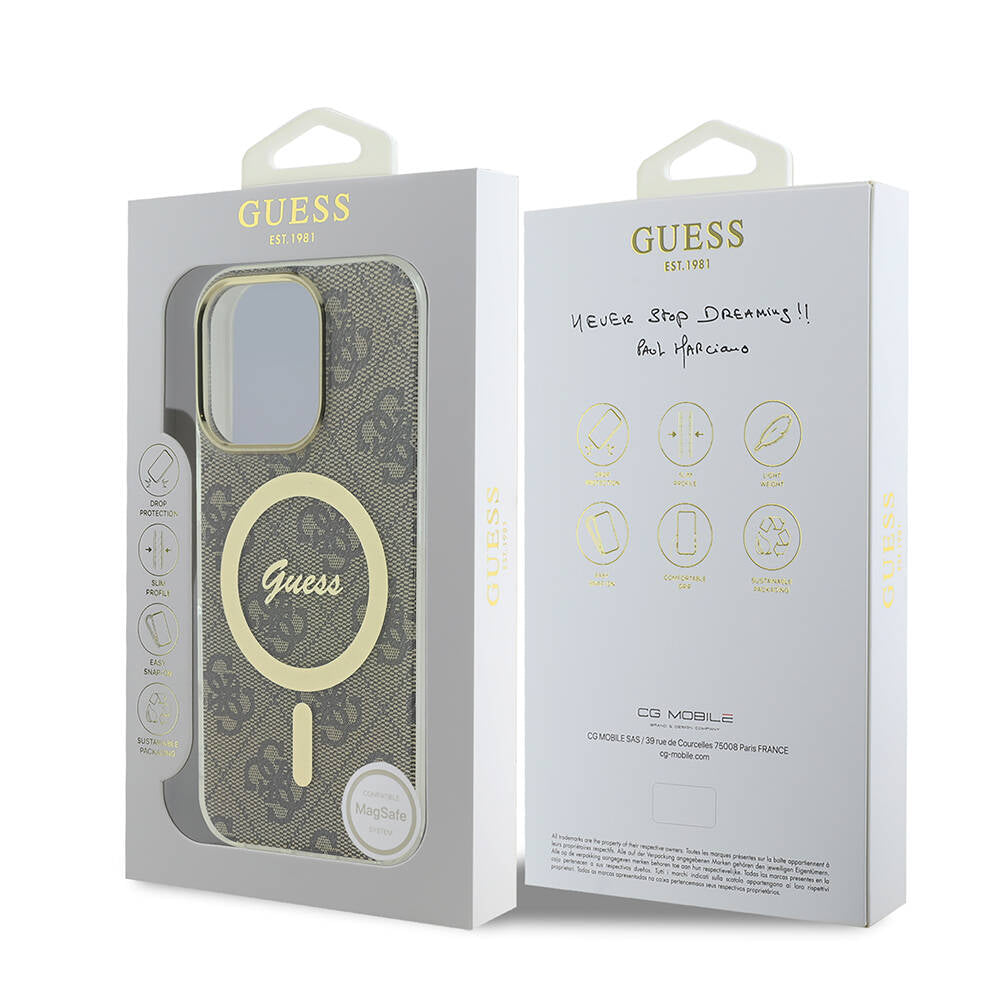Apple iPhone 16 Pro Max Case Guess Original Licensed M-safe Charging Feature 4G Patterned Cover with Text Logo Black