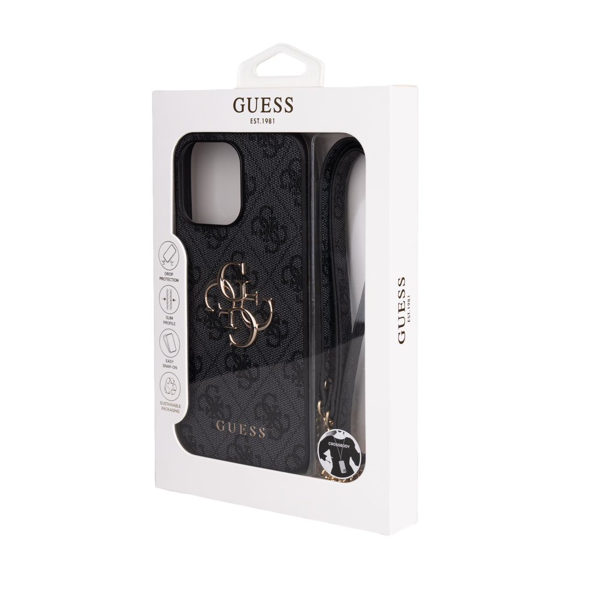 Apple iPhone 16 Pro Max Kılıf Guess Orjinal Lisanslı PU Deri 4G Büyük Metal Logolu Çapraz Vücut Askılı Kapak Pembe
