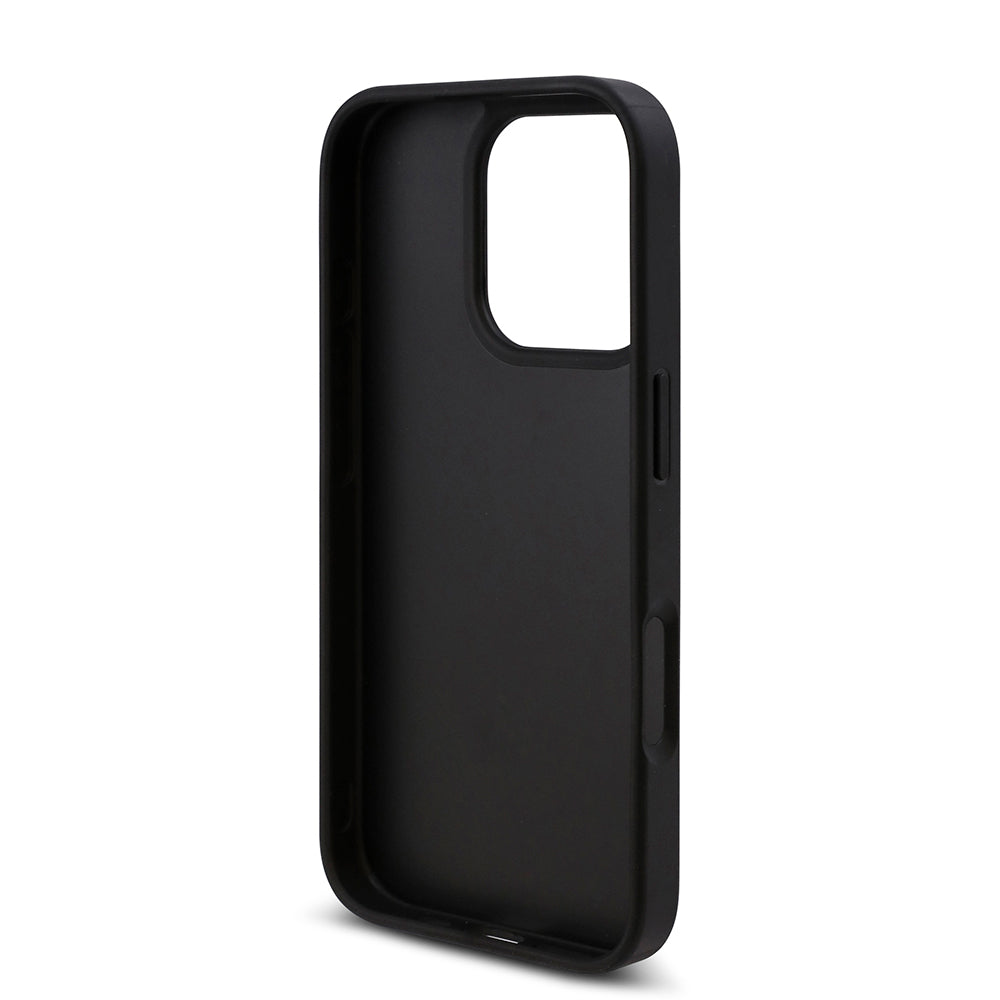 Apple iPhone 16 Pro Max Case Guess Original Licensed Stone Back Surface Triangle Logo Cover Black