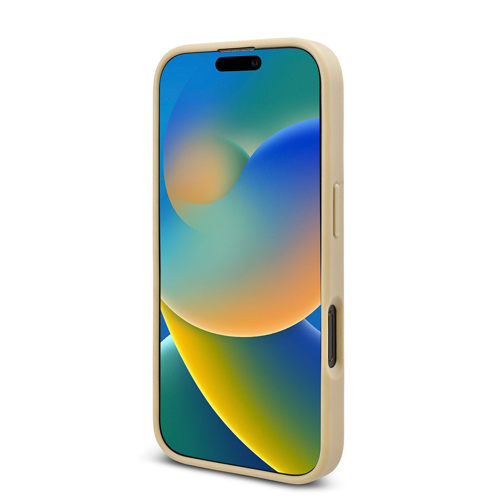 Apple iPhone 16 Pro Max Case Guess Original Licensed Stone Back Surface Triangle Logo Cover Gold