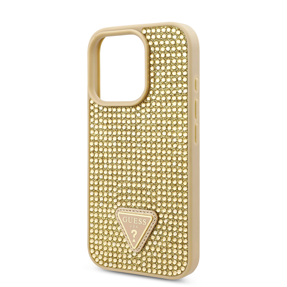 Apple iPhone 16 Pro Max Case Guess Original Licensed Stone Back Surface Triangle Logo Cover Silver