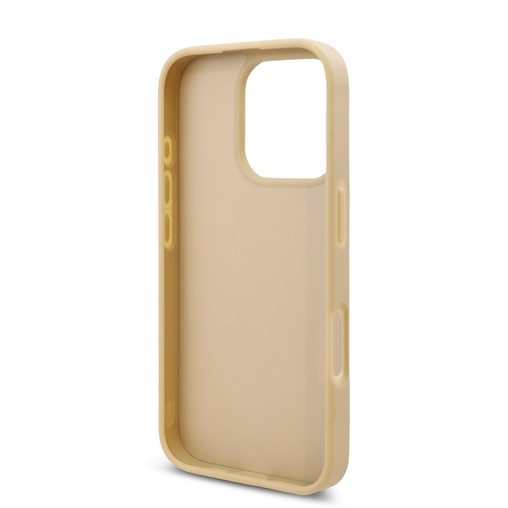 Apple iPhone 16 Pro Max Case Guess Original Licensed Stone Back Surface Triangle Logo Cover Pink