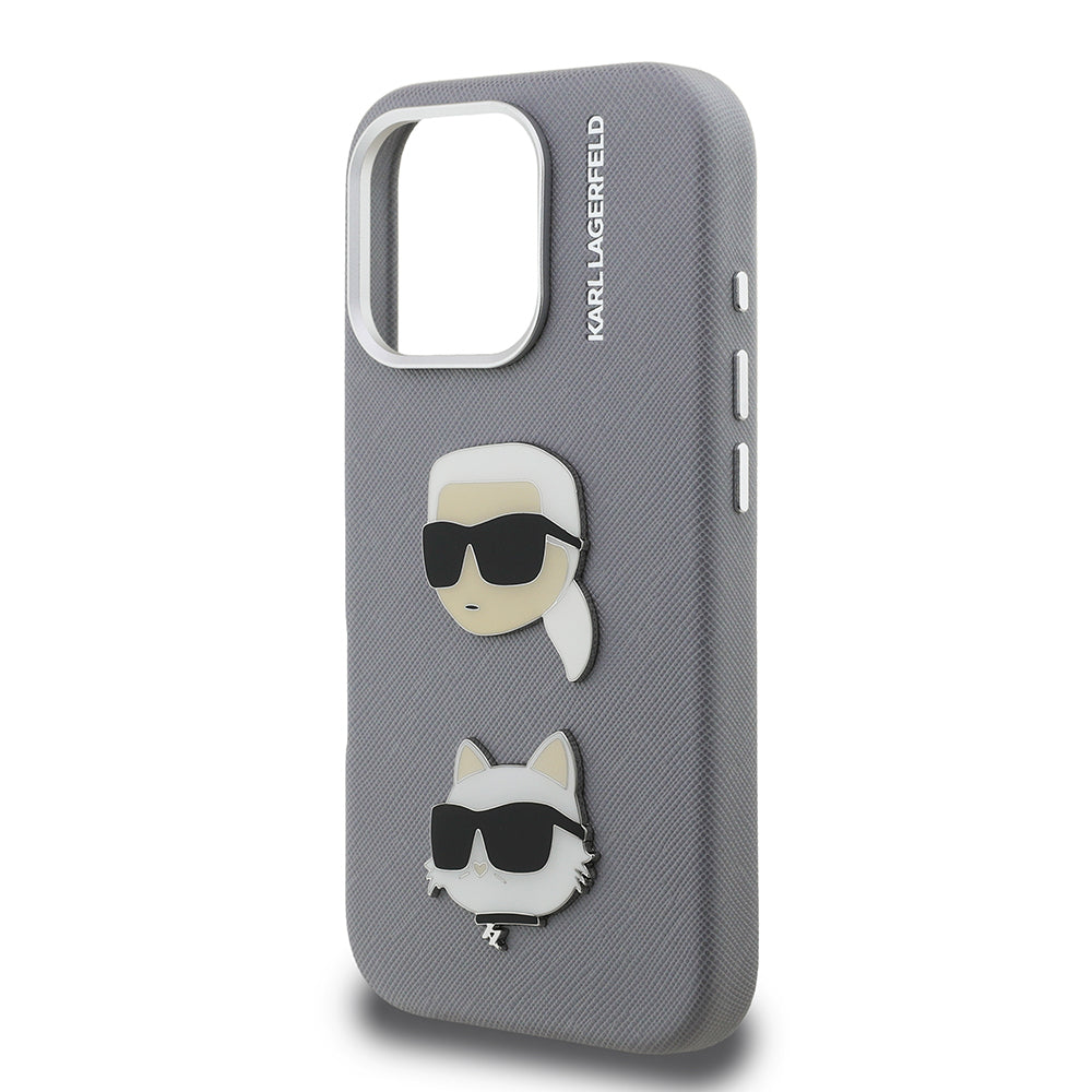 Apple iPhone 16 Pro Max Case Karl Lagerfeld Original Licensed K&C Heads Pin Cover Black