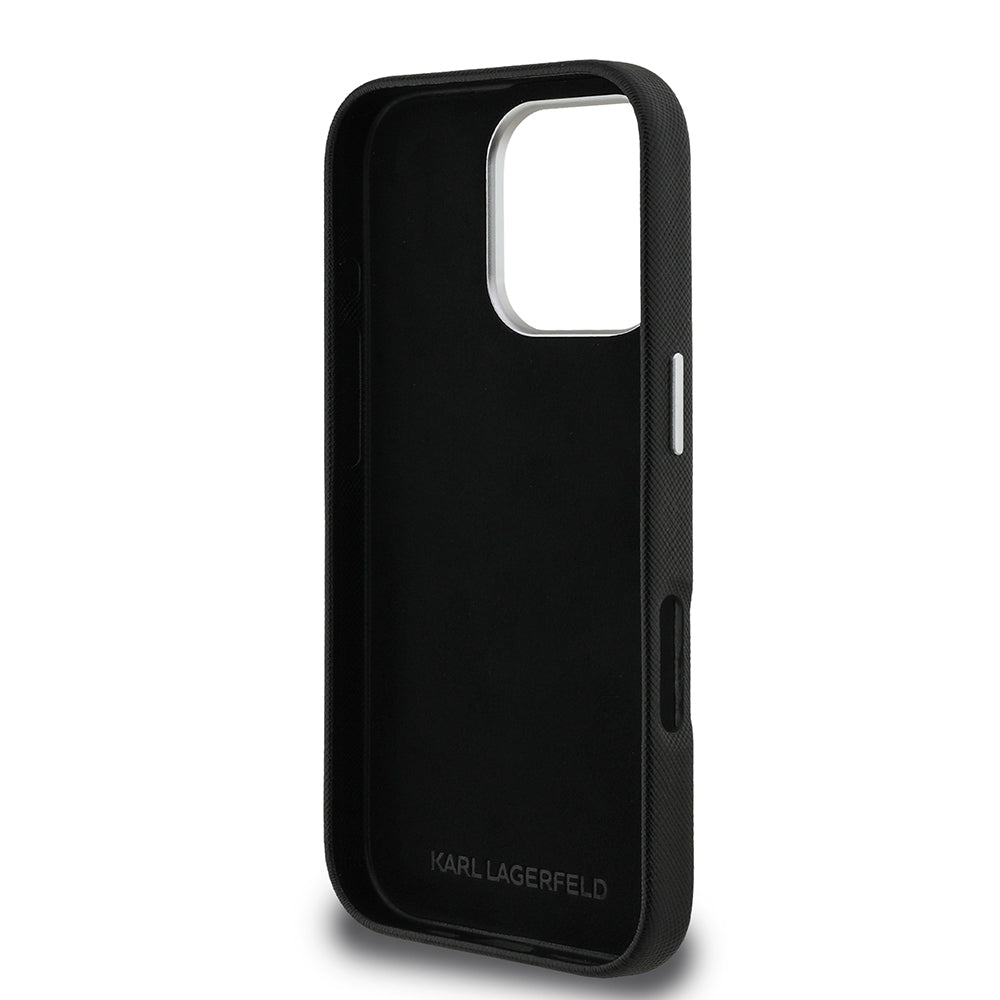 Apple iPhone 16 Pro Max Case Karl Lagerfeld Original Licensed K&C Heads Pin Cover Black