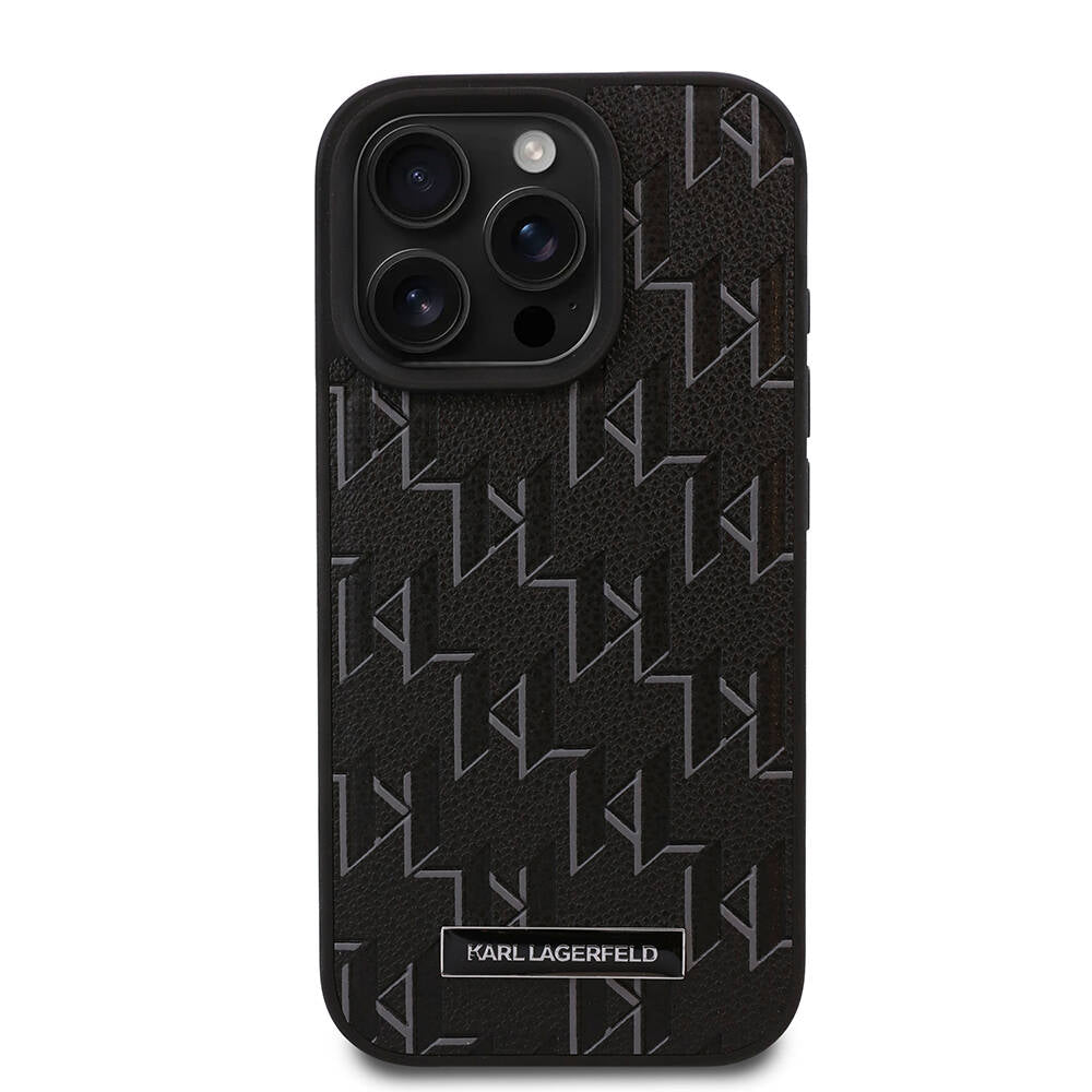 Apple iPhone 16 Pro Max Case Karl Lagerfeld Original Licensed M-safe Charging Feature KL Printed Hot Stamp Cover Cream