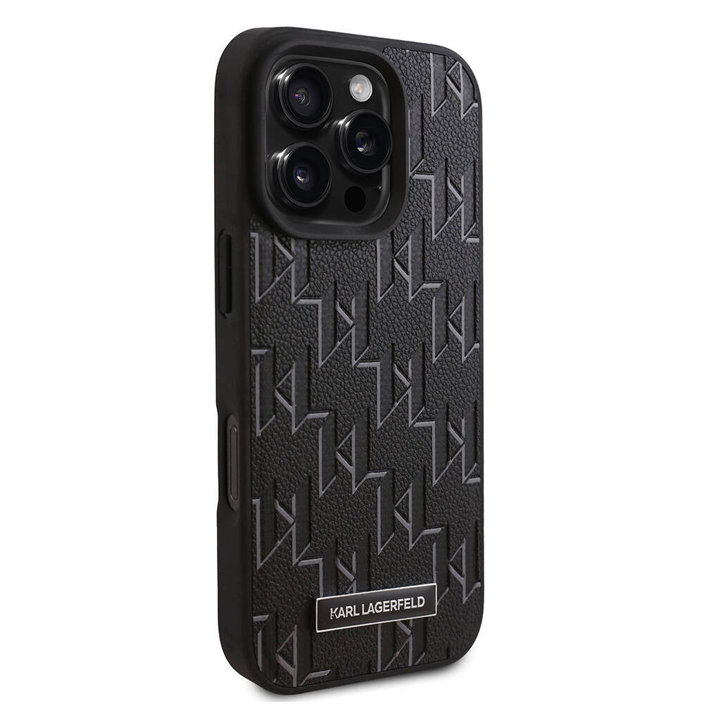 Apple iPhone 16 Pro Max Case Karl Lagerfeld Original Licensed M-safe Charging Feature KL Printed Hot Stamp Cover Cream