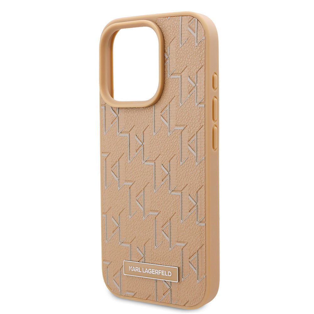 Apple iPhone 16 Pro Max Case Karl Lagerfeld Original Licensed M-safe Charging Feature KL Printed Hot Stamp Cover Pink