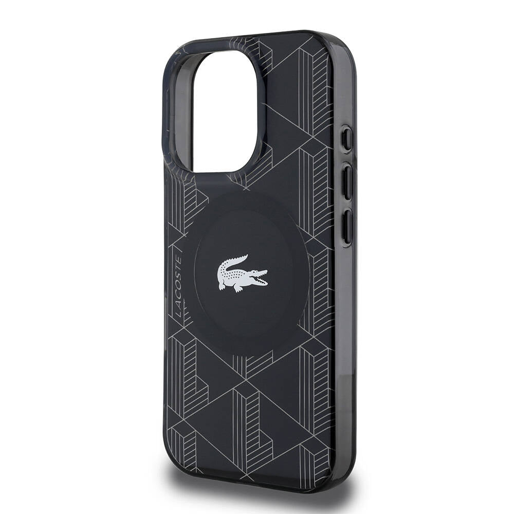 Apple iPhone 16 Pro Max Case Lacoste Original Licensed M-Safe Charging Feature IML Printed Silver Crocodile Logo Monogram Cover Green