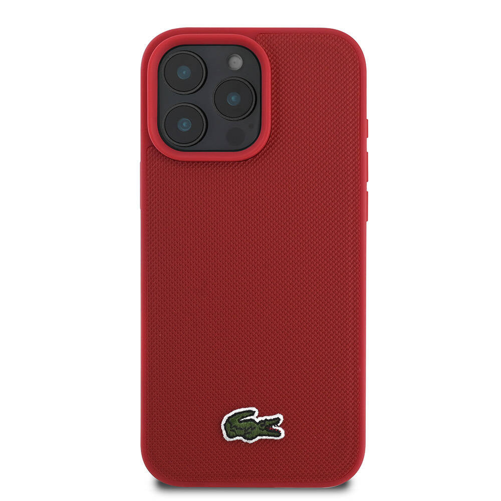 Apple iPhone 16 Pro Max Case Lacoste Original Licensed PU Pique Patterned Back Surface Iconic Crocodile Woven Logo Cover Green