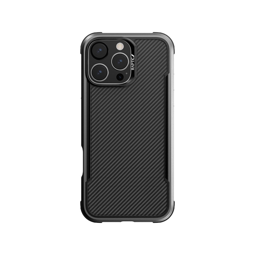 Apple iPhone 16 Pro Max Case with M-Safe Charging Airbag Raptic Apex Series Carbon Fiber Design Cover Black