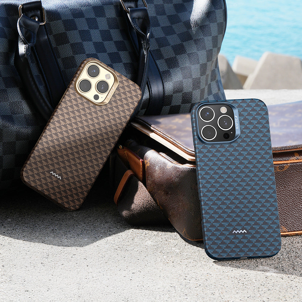 Apple iPhone 16 Pro Max Case M-safe Charging Feature Raptic Aramid Skin Origin Series Cover Navy Blue