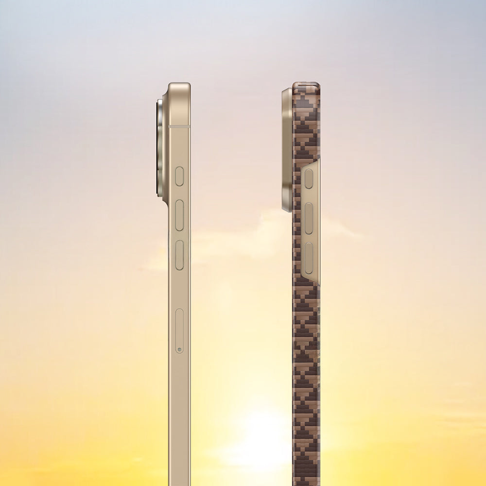 Apple iPhone 16 Pro Max Kılıf M-safe Şarj Özellikli Raptic Aramid Skin Origin Serisi Kapak Kahverengi