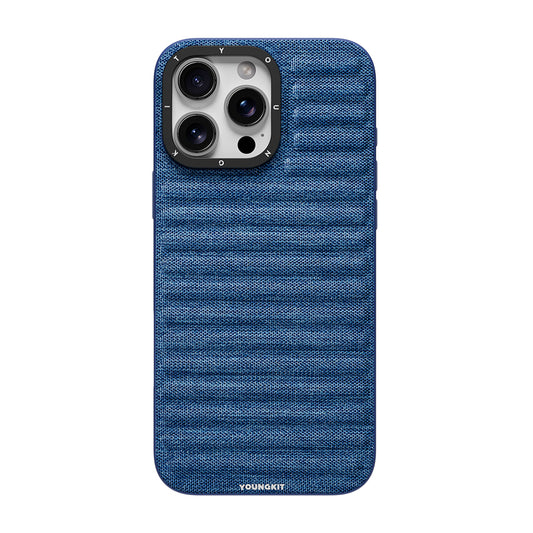 Apple iPhone 16 Pro Max Kılıf M-safe Şarj Özellikli Youngkit Canvas Serisi Kapak Mavi