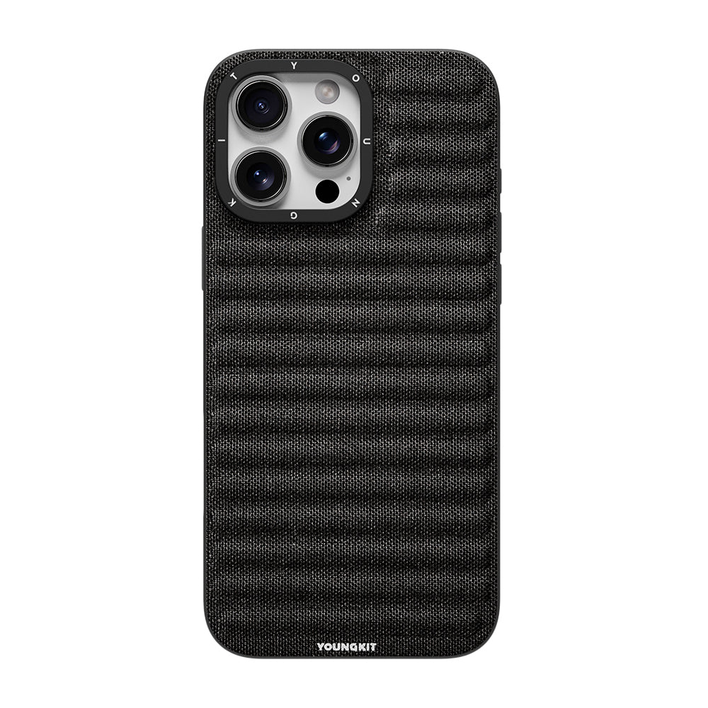 Apple iPhone 16 Pro Max Kılıf M-safe Şarj Özellikli Youngkit Canvas Serisi Kapak Siyah