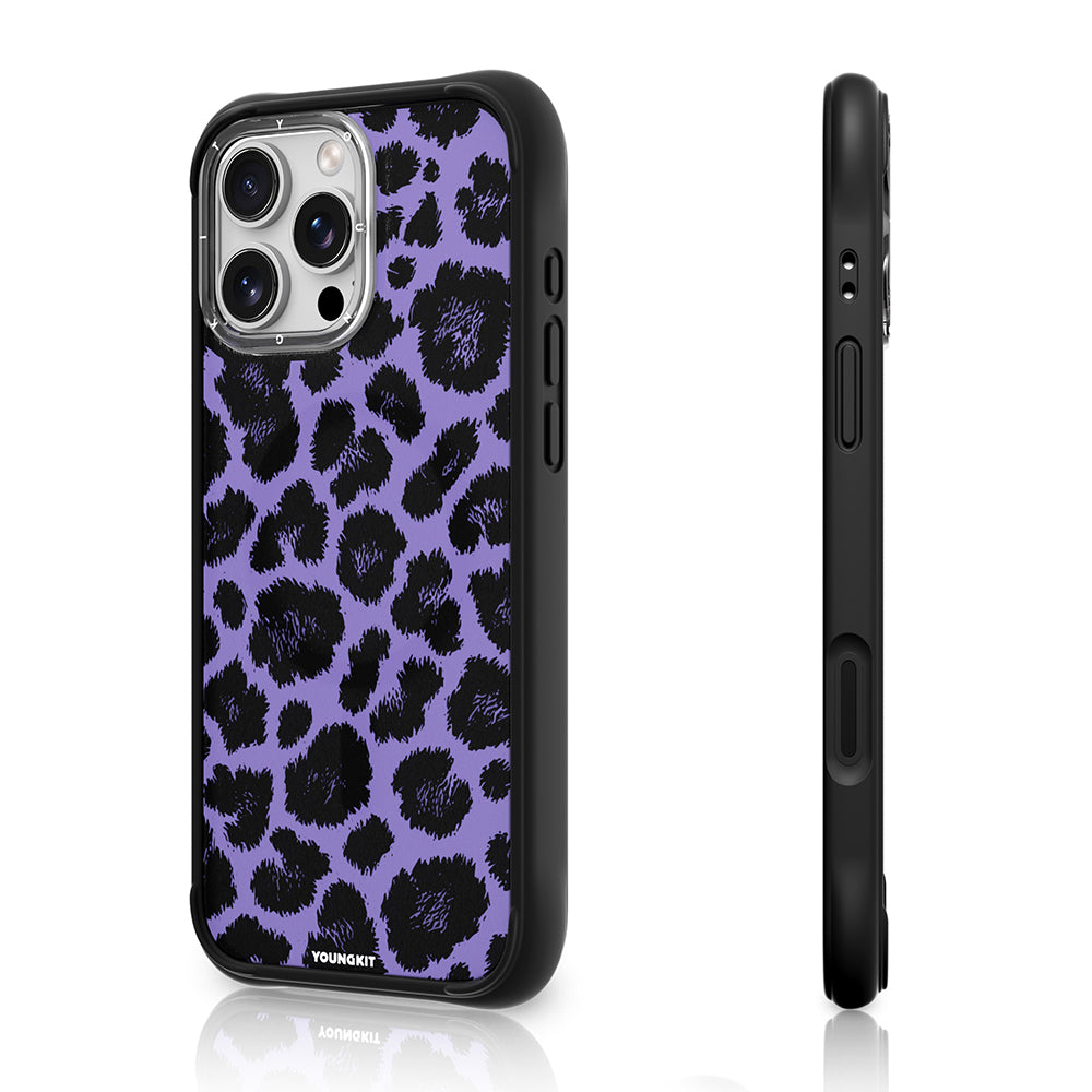 Apple iPhone 16 Pro Max Kılıf M-safe Şarj Özellikli Youngkit Leopard Serisi Kapak Mor