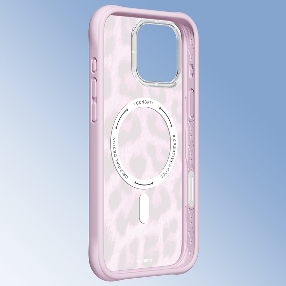 Apple iPhone 16 Pro Max Kılıf M-safe Şarj Özellikli Youngkit Leopard Serisi Kapak Kahverengi