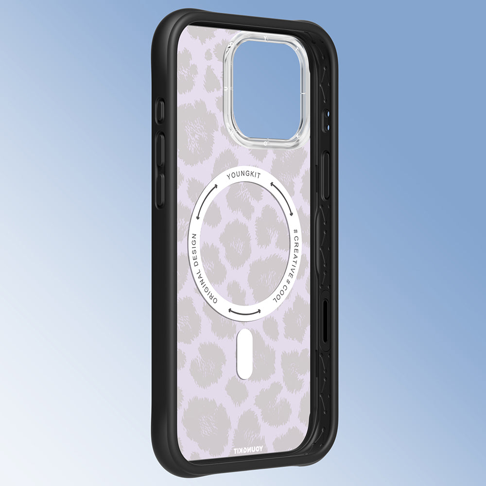 Apple iPhone 16 Pro Max Kılıf M-safe Şarj Özellikli Youngkit Leopard Serisi Kapak Mor