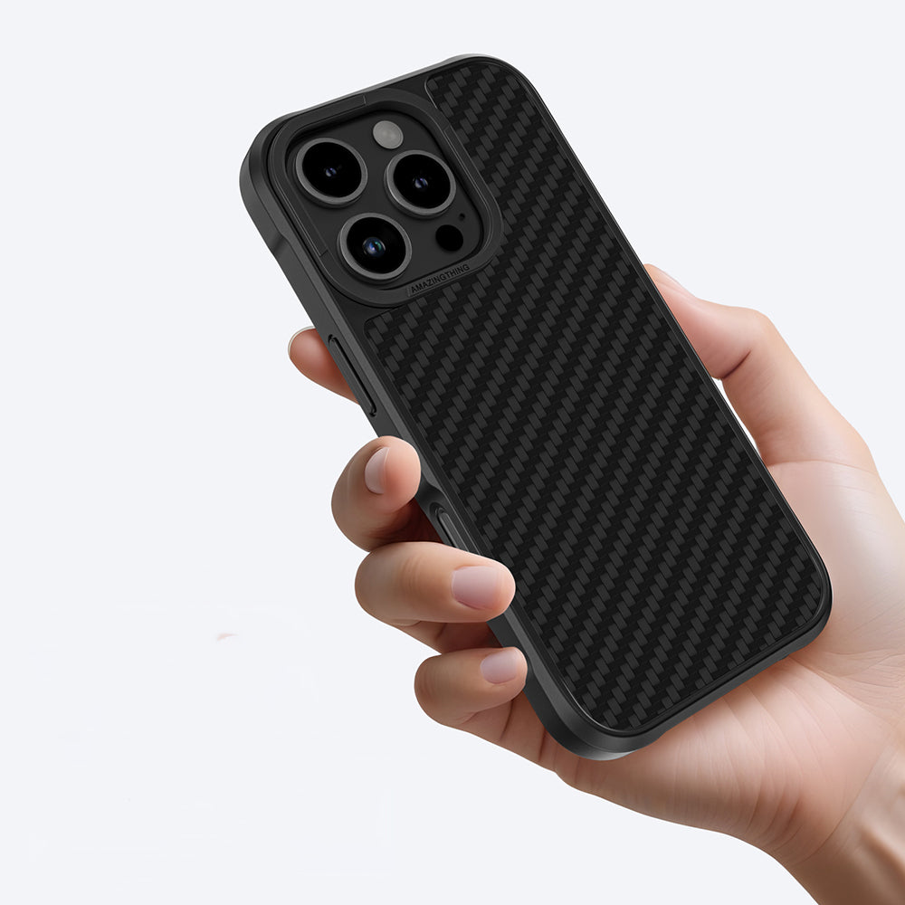 Apple iPhone 16 Pro Max Case M-safe Charging Feature 1500D Aramid Fiber Amazingthing Titan Max Series Cover Black