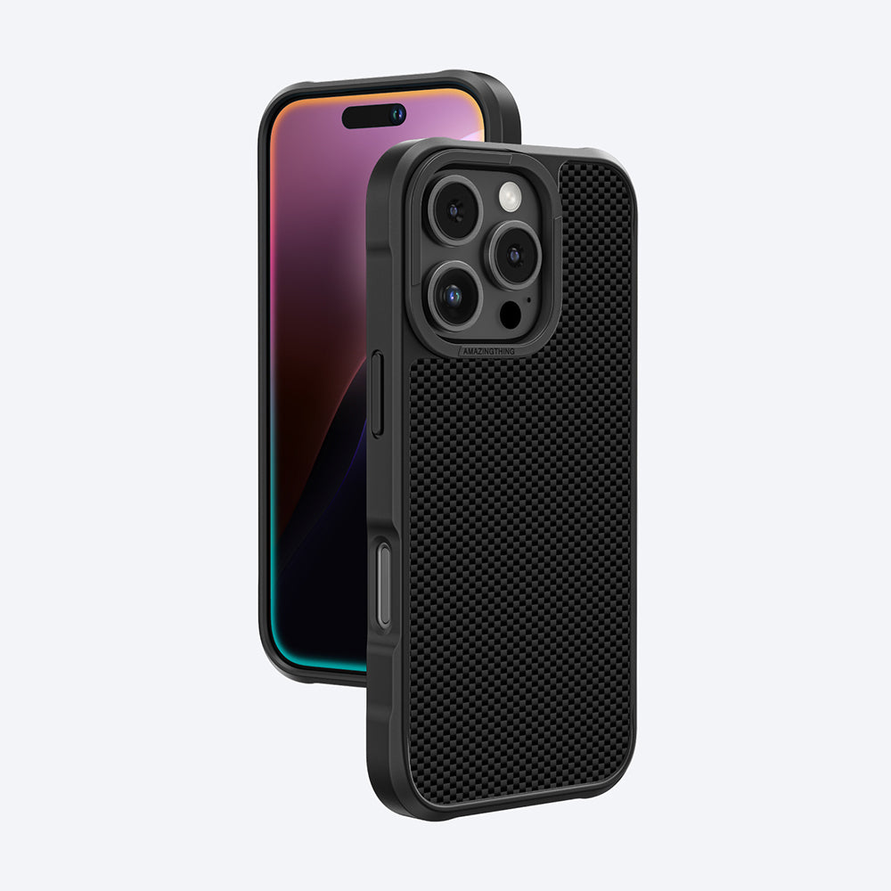 Apple iPhone 16 Pro Max Case M-safe Charging Feature 600D Aramid Fiber Amazingthing Titan Max Series Cover Black