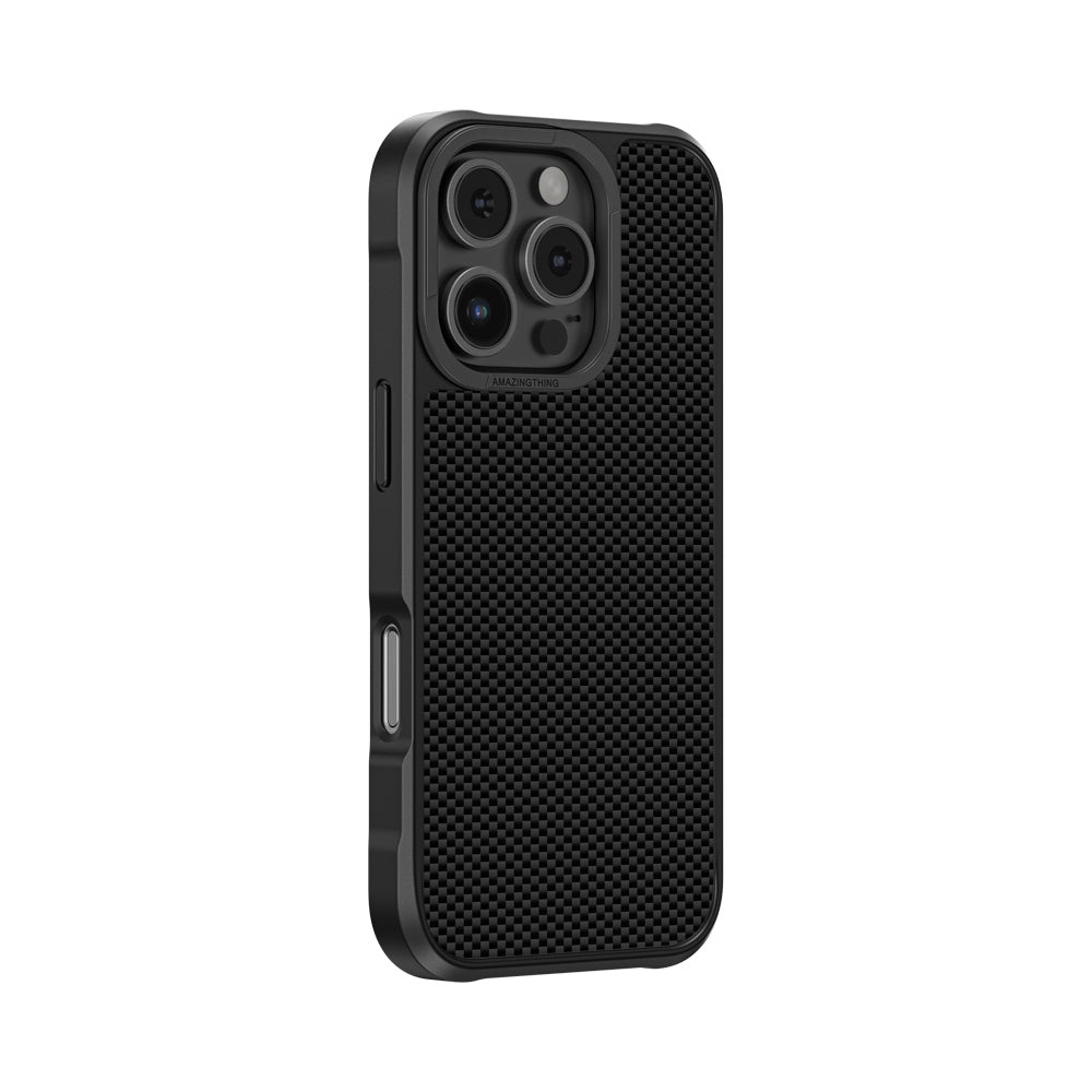 Apple iPhone 16 Pro Max Case M-safe Charging Feature 600D Aramid Fiber Amazingthing Titan Max Series Cover Black