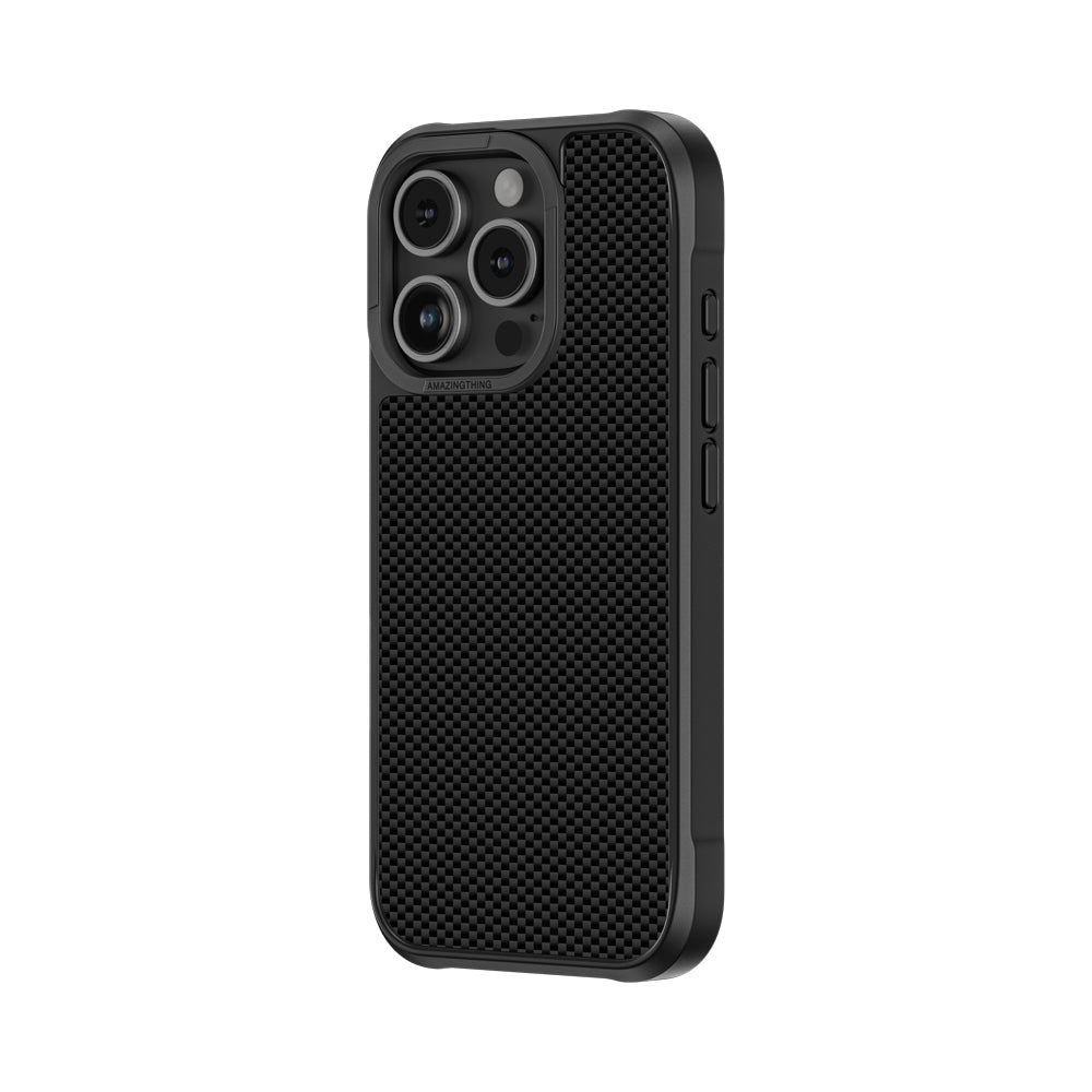 Apple iPhone 16 Pro Max Kılıf M-safe Şarj Özellikli 600D Aramid Fiber Amazingthing Titan Max Serisi Kapak Siyah