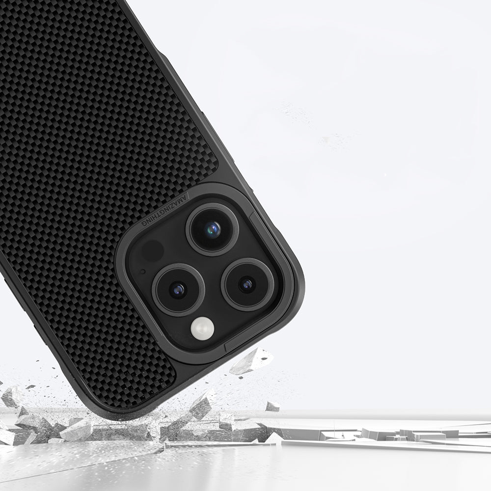 Apple iPhone 16 Pro Max Case M-safe Charging Feature 600D Aramid Fiber Amazingthing Titan Max Series Cover Black