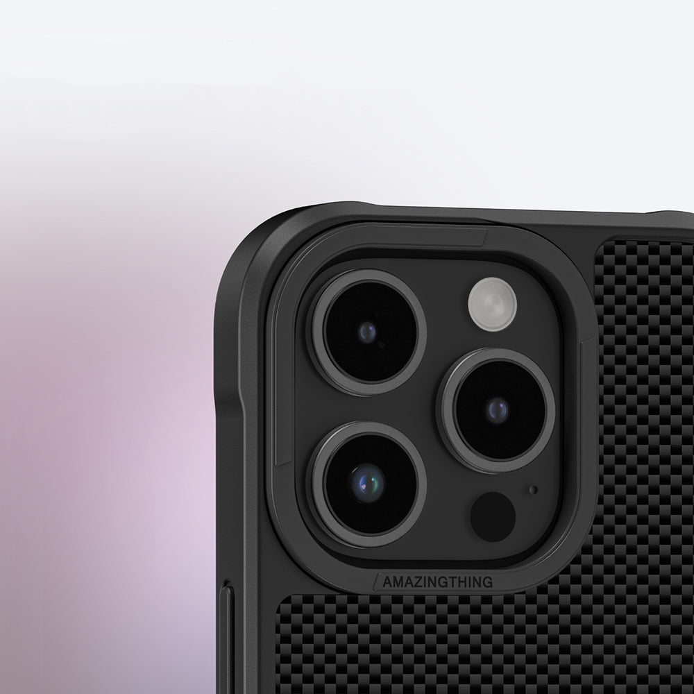 Apple iPhone 16 Pro Max Case M-safe Charging Feature 600D Aramid Fiber Amazingthing Titan Max Series Cover Black