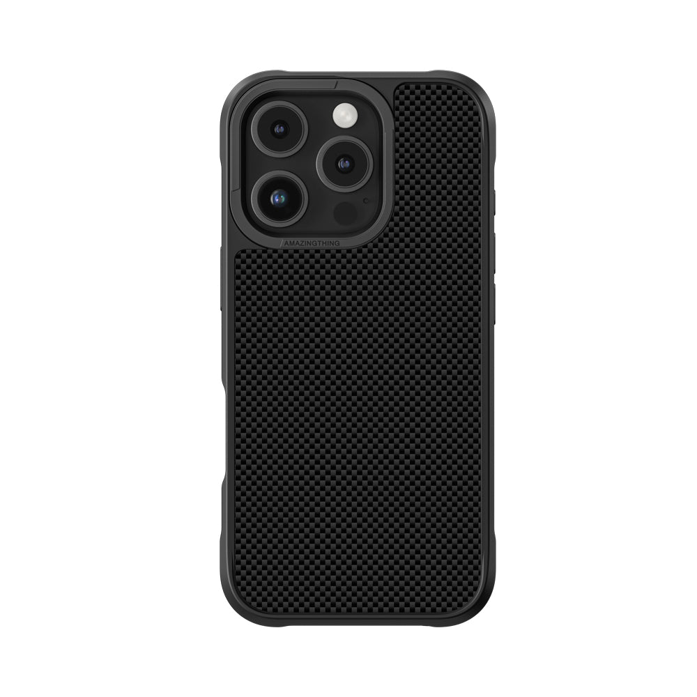 Apple iPhone 16 Pro Max Case M-safe Charging Feature 600D Aramid Fiber Amazingthing Titan Max Series Cover Black
