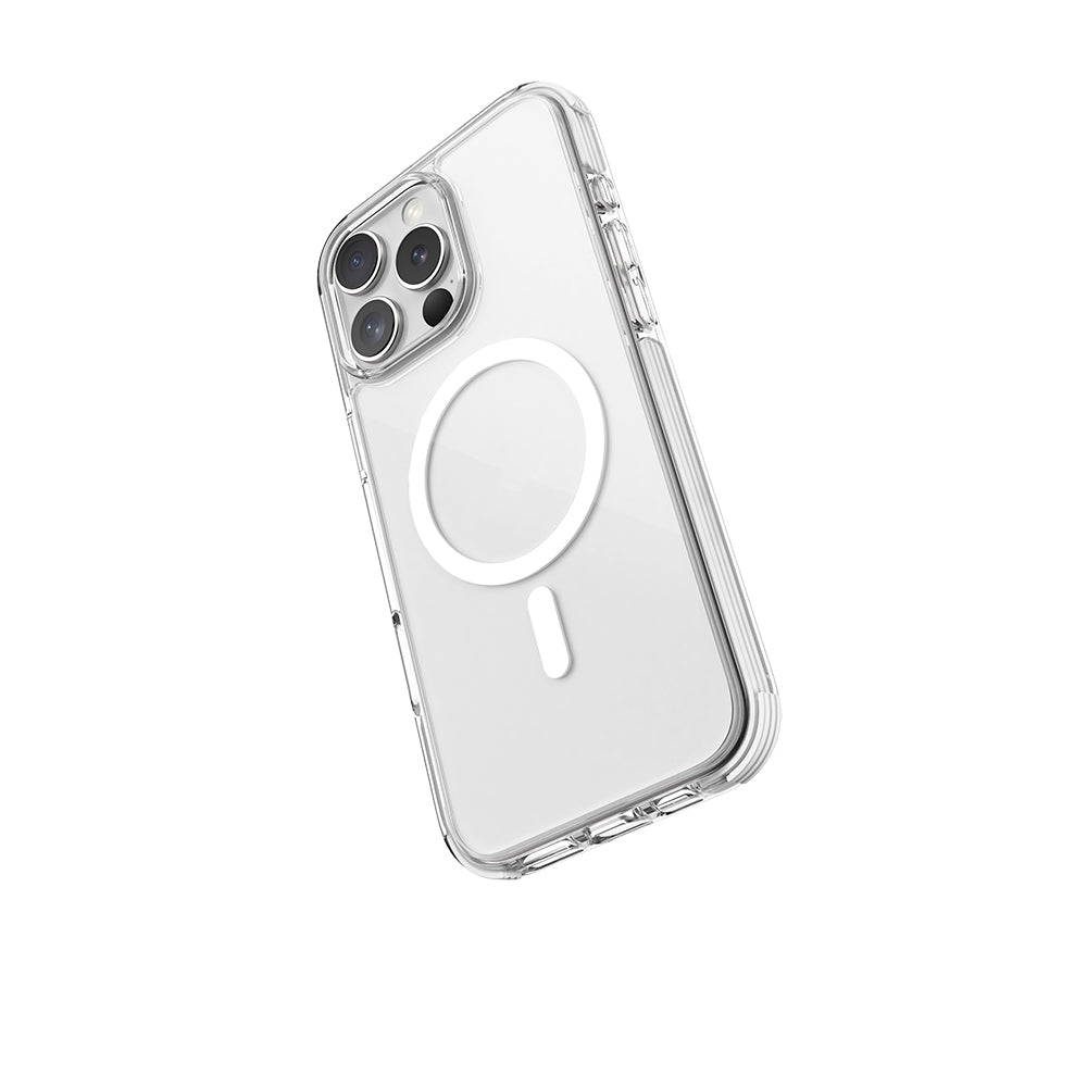 Apple iPhone 16 Pro Max Case M-safe Charging Feature Airbag Design Raptic Clear Series Transparent Cover White