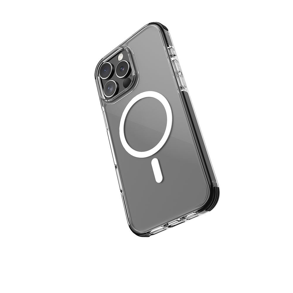 Apple iPhone 16 Pro Max Kılıf M-safe Şarj Özellikli Airbag Tasarımlı Raptic Clear Serisi Şeffaf Kapak Siyah