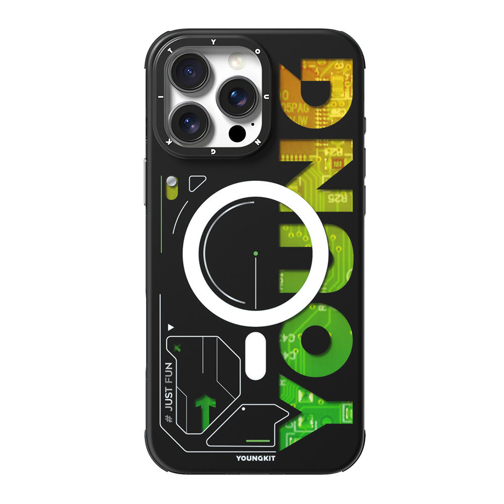 Apple iPhone 16 Pro Max Kılıf M-safe Şarj Özellikli Airbagli Çift Katmanlı Youngkit Future Serisi Kapak Yeşil