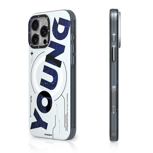 Apple iPhone 16 Pro Max Kılıf M-safe Şarj Özellikli Airbagli Çift Katmanlı Youngkit Future Serisi Kapak Mavi