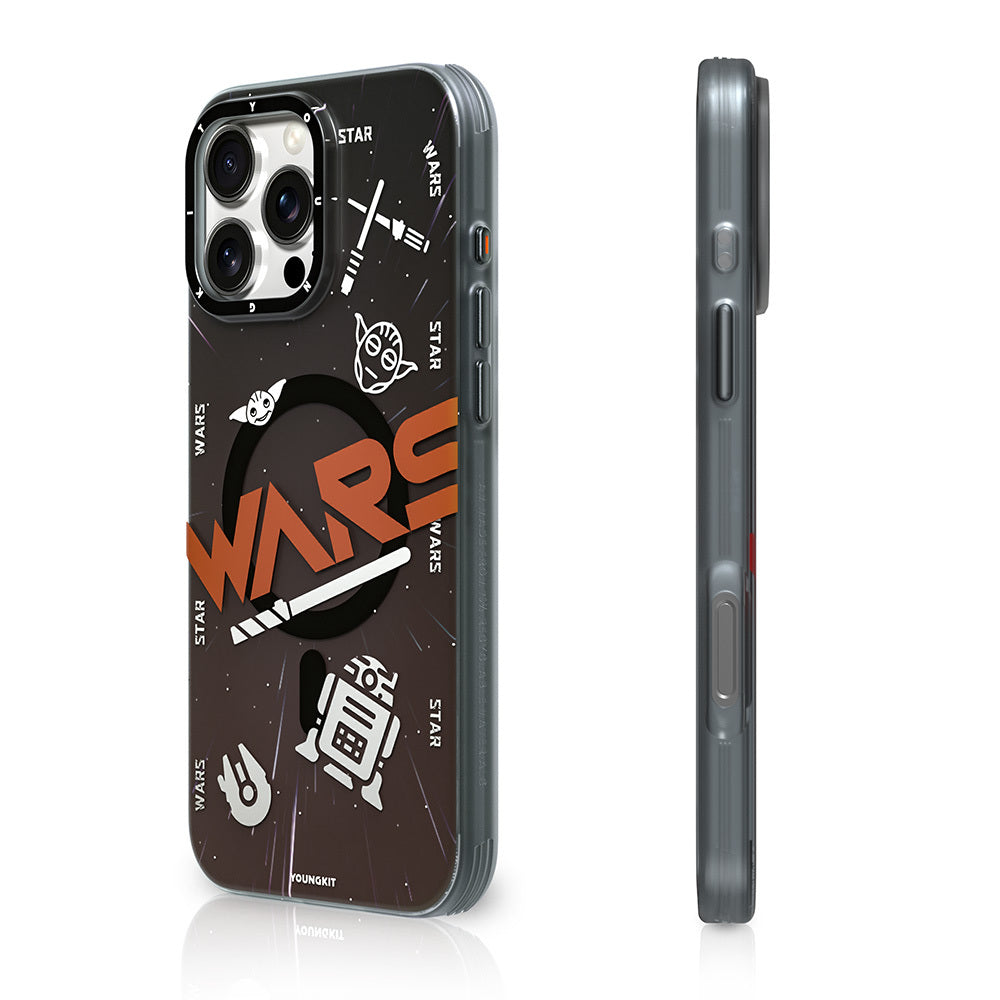 Apple iPhone 16 Pro Max Kılıf M-safe Şarj Özellikli Airbagli Hologram Tasarımlı Youngkit Interstellar Serisi Kapak Füme