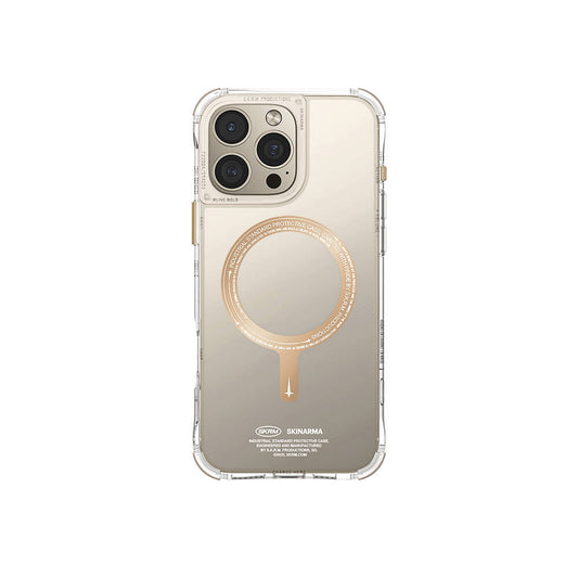 Apple iPhone 16 Pro Max Kılıf M-safe Şarj Özellikli Airbagli Şeffaf SkinArma Saido Prime Kapak Gold