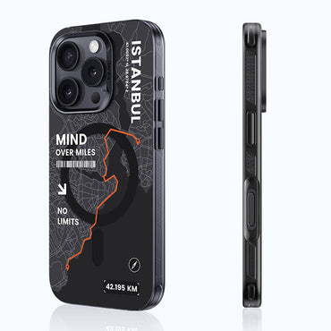 Apple iPhone 16 Pro Max Kılıf M-safe Şarj Özellikli Benks City Serisi Kapak Siyah-Turuncu