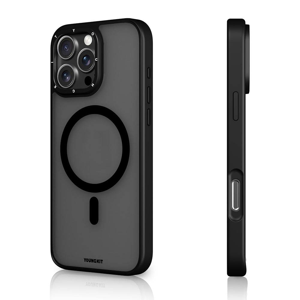 Apple iPhone 16 Pro Max Kılıf M-safe Şarj Özellikli Cam Arka Yüzey TPU Youngkit Gemstone Serisi Kapak Şeffaf