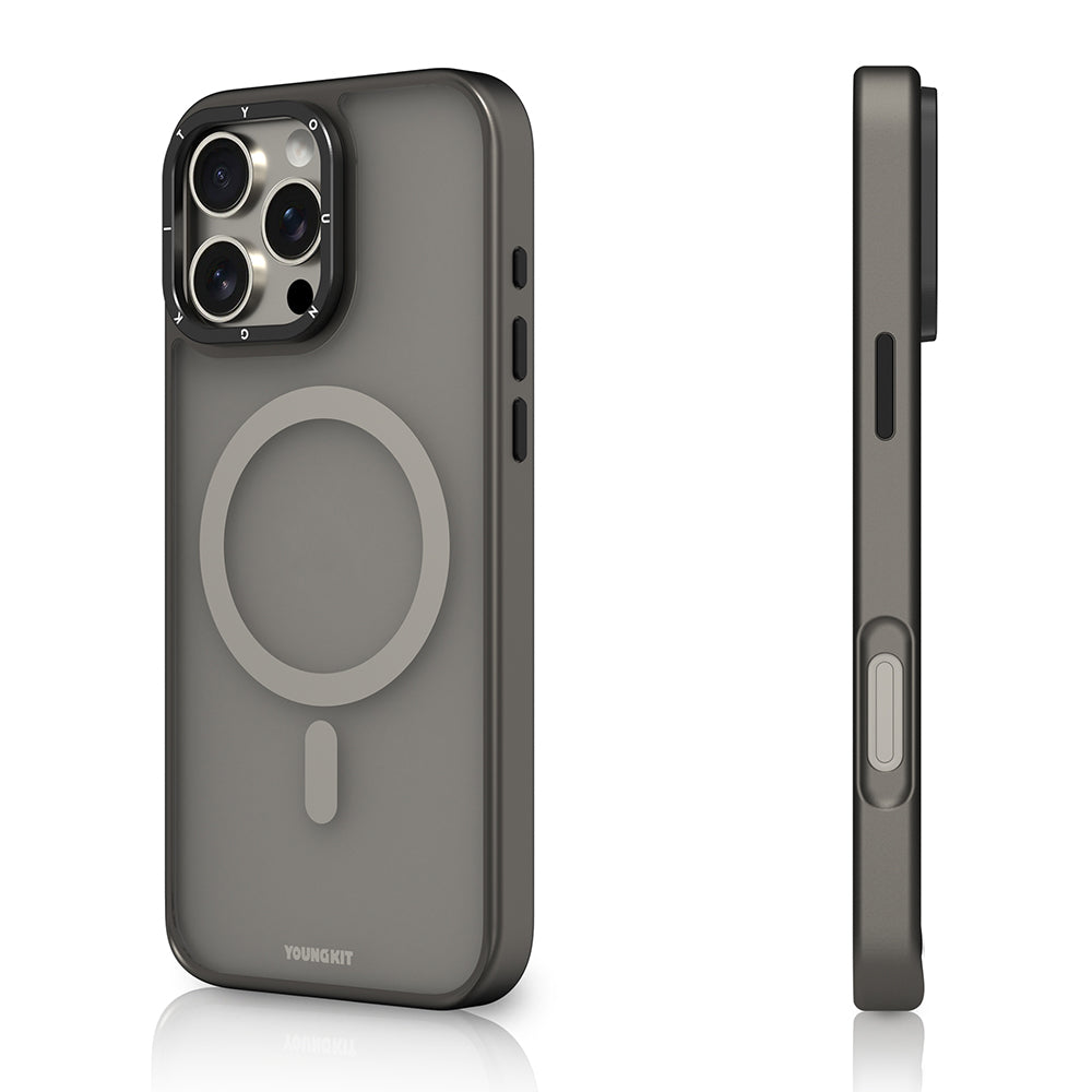 Apple iPhone 16 Pro Max Kılıf M-safe Şarj Özellikli Cam Arka Yüzey TPU Youngkit Gemstone Serisi Kapak Şeffaf