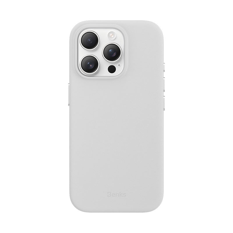 Apple iPhone 16 Pro Max Kılıf M-safe Şarj Özellikli Çizilmeye Dayanıklı Benks VitaPro Serisi PU Deri Kapak Gri