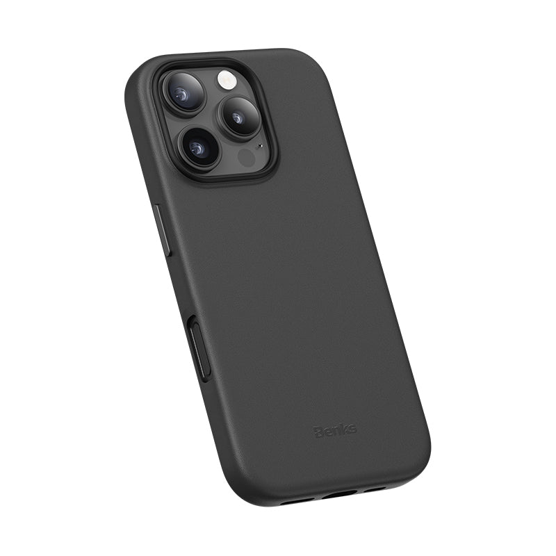 Apple iPhone 16 Pro Max Kılıf M-safe Şarj Özellikli Çizilmeye Dayanıklı Benks VitaPro Serisi PU Deri Kapak Gri