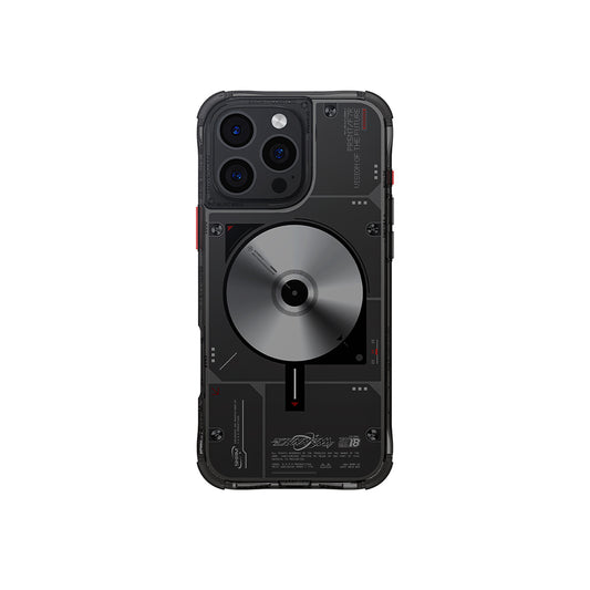 Apple iPhone 16 Pro Max Kılıf M-safe Şarj Özellikli Disk Desenli Airbag Tasarımlı Skinarma Nova Kapak Siyah