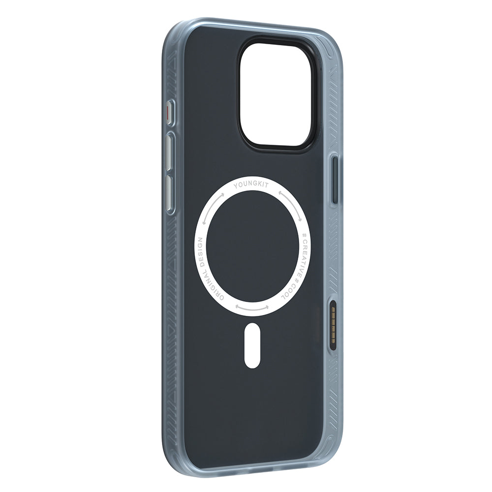 Apple iPhone 16 Pro Max Kılıf M-safe Şarj Özellikli Kamera Denetim Butonlu Youngkit Technology Serisi Kapak Gri