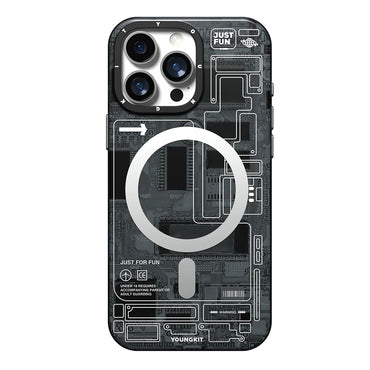 Apple iPhone 16 Pro Max Kılıf M-safe Şarj Özellikli Kamera Denetim Butonlu Youngkit Technology Serisi Kapak Mavi