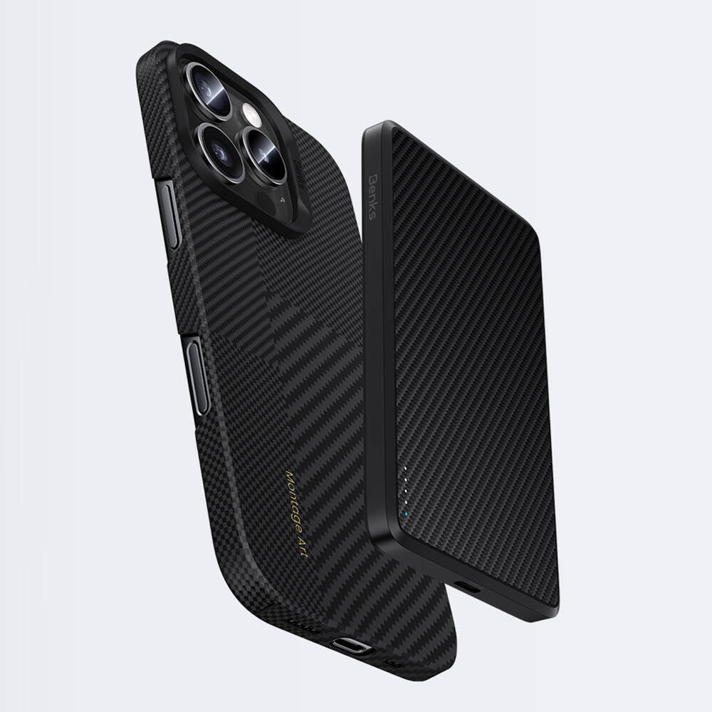 Apple iPhone 16 Pro Max Case M-safe Charging Carbon Fiber Benks Montage ArmorAir Kevlar Cover Black
