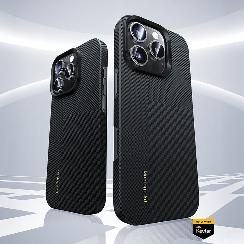 Apple iPhone 16 Pro Max Case Magsafe Charging Carbon Fiber Benks New Series Montage ArmorAir Kevlar Cover Black