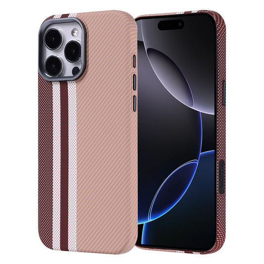 Apple iPhone 16 Pro Max Kılıf M-safe Şarj Özellikli Karbon Fiber Görünümlü Zore Nekst Kapak Gold