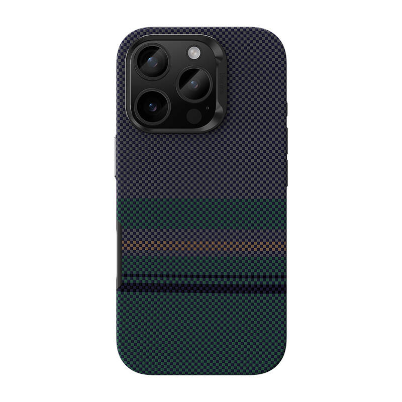Apple iPhone 16 Pro Max Kılıf M-safe Şarj Özellikli Karbon Fiber Tasarımlı Benks Aurora ArmorPro Kevlar Kapak Siyah