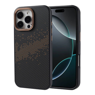 Apple iPhone 16 Pro Max Kılıf M-safe Şarj Özellikli Karbon Fiber Tasarımlı Zore Vave Kapak Gri