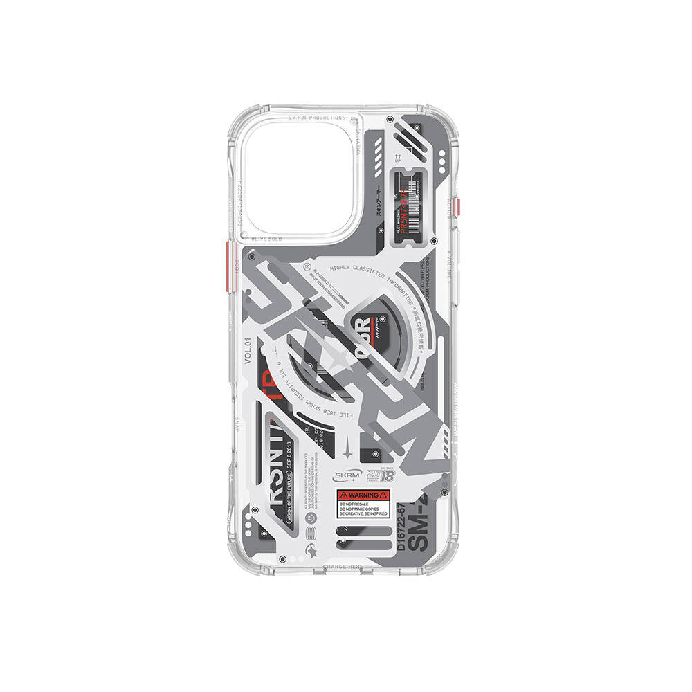 Apple iPhone 16 Pro Max Kılıf M-safe Şarj Özellikli Katmanlı Makine Temalı SkinArma Ekho Kapak Şeffaf