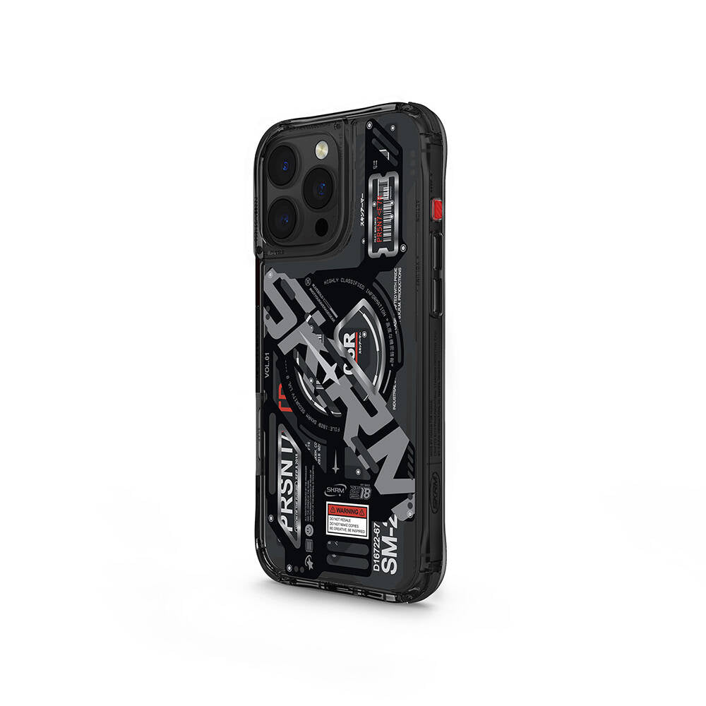 Apple iPhone 16 Pro Max Kılıf M-safe Şarj Özellikli Katmanlı Makine Temalı SkinArma Ekho Kapak Şeffaf